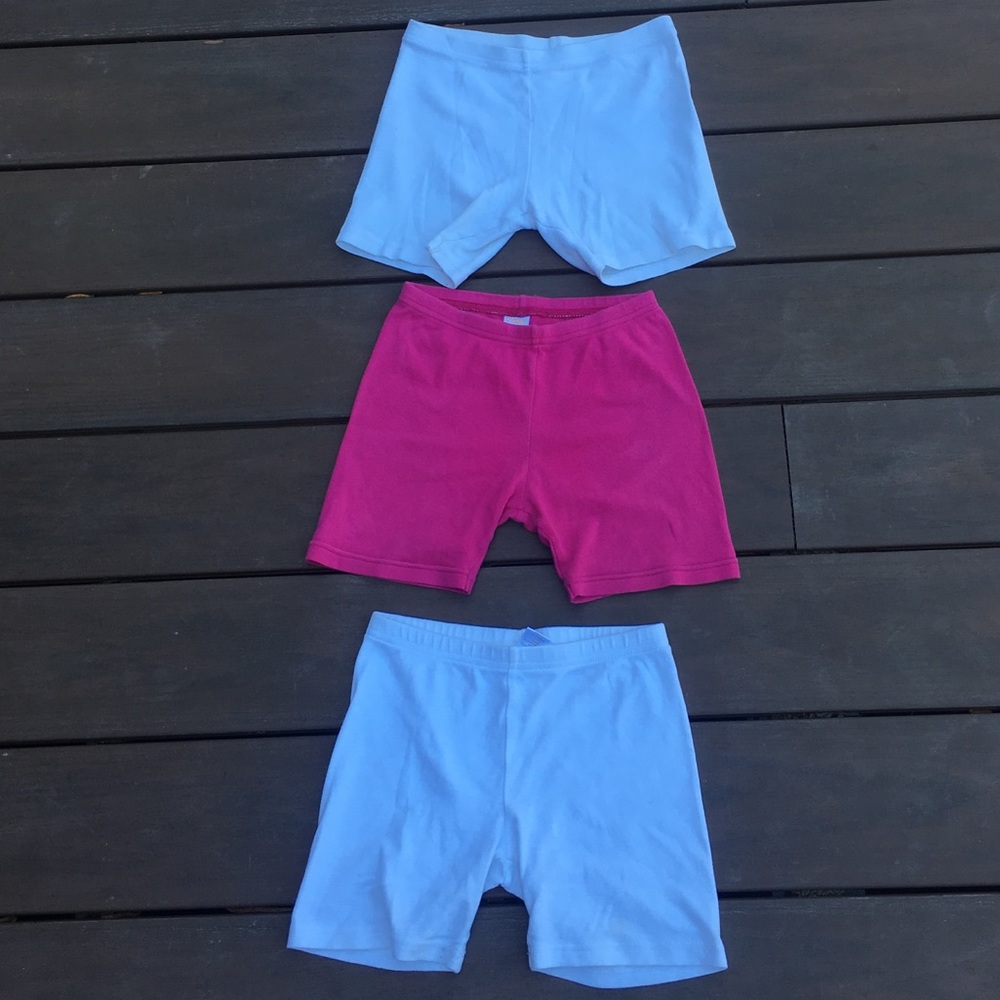 3 pairs of KIDS biker shorts. 1 pink and 2 white